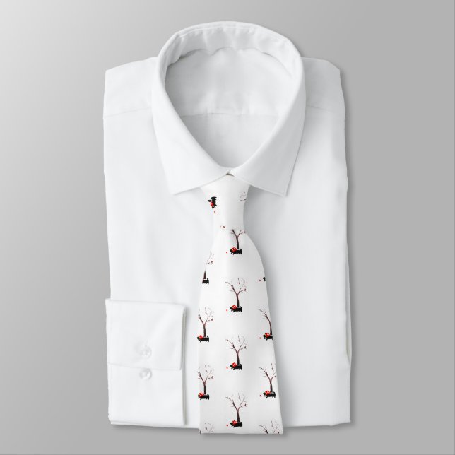 Dogs in Winter Funny Scotties Tie (Tied)