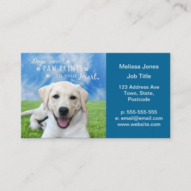 Dogs leave paw prints on your heart business card (Front)