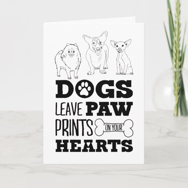 Dogs Leave Paw Prints on Your Heart Cute Puppy Ske Card (Front)