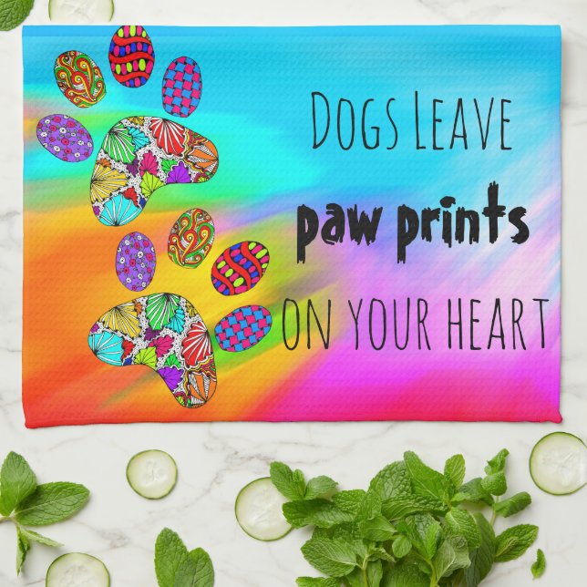Dogs Leave Paw Prints on Your Heart Kitchen Towel (Folded)