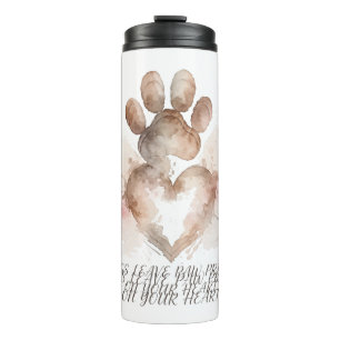 Dogs Leave Paw Prints Watercolor Thermal Tumbler