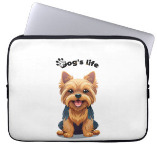 Dog's Life Fun Yorkshire Terrier Illustration Laptop Sleeve