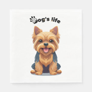 Dog's Life Fun Yorkshire Terrier Illustration Napkin
