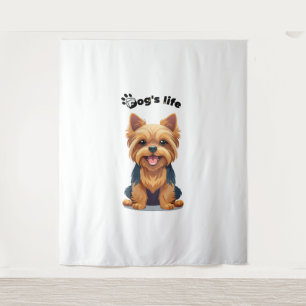 Dog's Life Fun Yorkshire Terrier Illustration Tapestry