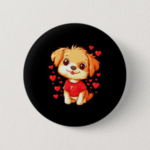 Dogs Lover Heart Girls Puppy Valentine S Day Women 6 Cm Round Badge