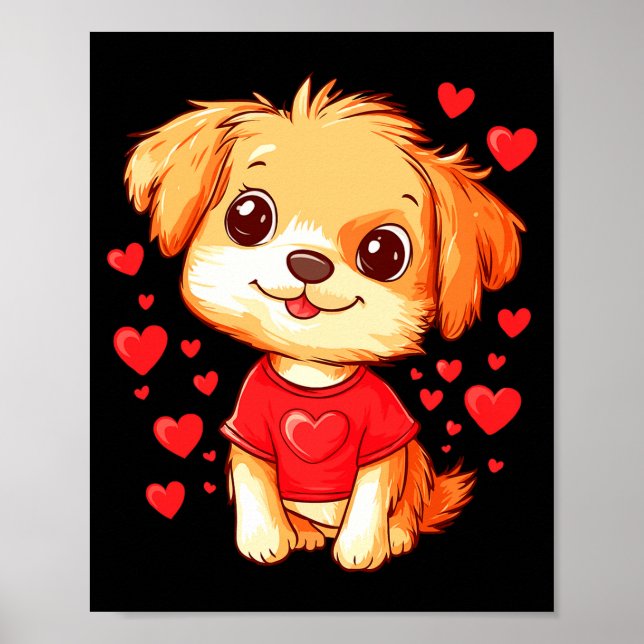 Dogs Lover Heart Girls Puppy Valentine S Day Women Poster (Front)