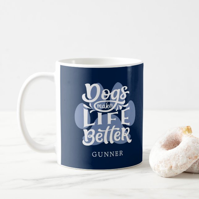 "Dogs Make Life Better" Personalised Dog Photo Coffee Mug (With Donut)