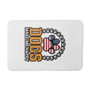 Dogs Make Me Happy Patriotic Paw Vintage Shirt Des Bath Mat