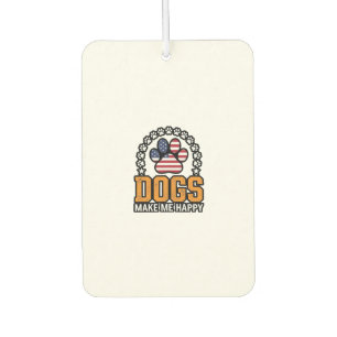 Dogs Make Me Happy Patriotic Paw Vintage Shirt Des Car Air Freshener
