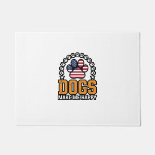 Dogs Make Me Happy Patriotic Paw Vintage Shirt Des Doormat