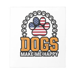 Dogs Make Me Happy Patriotic Paw Vintage Shirt Des Notepad