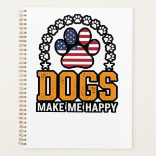 Dogs Make Me Happy Patriotic Paw Vintage Shirt Des Planner