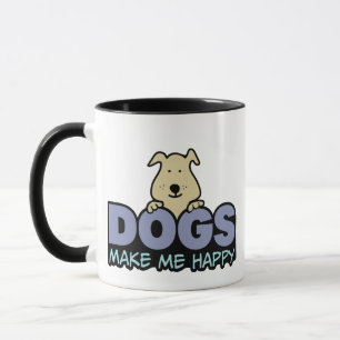 Dogs Make Me Happy Personalised With Pets Name Mug