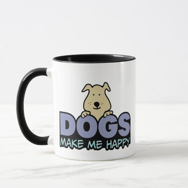 Dogs Make Me Happy Personalised With Pets Name Mug (Left)