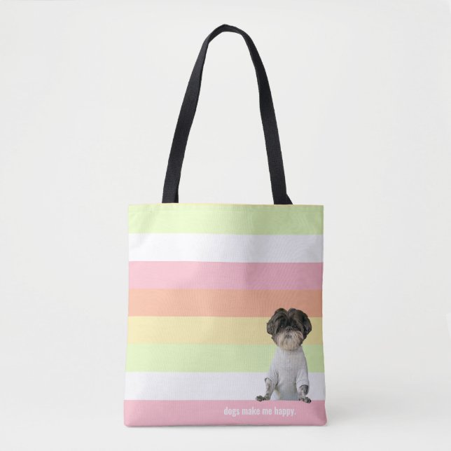 Dogs Make Me Happy Shihtzu Melon Pink Simple Tote Bag (Front)