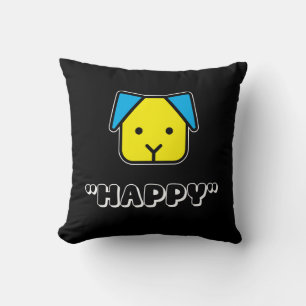 “Dogs Make Us Happy – Cute Dog Face Design Cushion