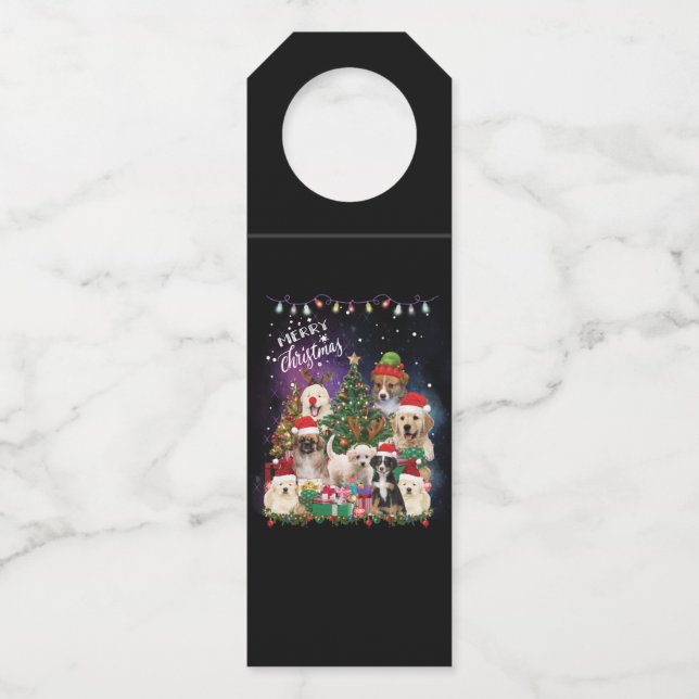 dogs Merry christmas Light Bottle Tag (Back)