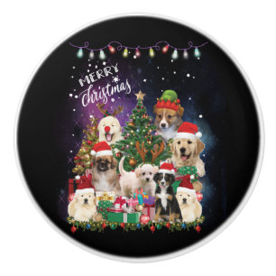 dogs Merry christmas Light Ceramic Knob