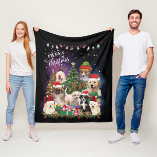 dogs Merry christmas Light Fleece Blanket