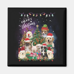 Dogs Merry Christmas Light Magnet