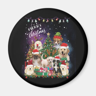 dogs Merry christmas Light Magnet