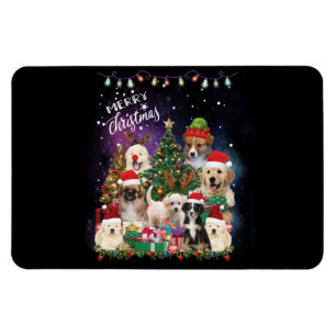 dogs Merry christmas Light Magnet