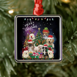 dogs Merry christmas Light Metal Tree Decoration