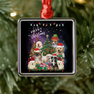 dogs Merry christmas Light Metal Tree Decoration
