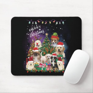Dogs Merry Christmas Light Mouse Mat