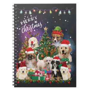 dogs Merry christmas Light Notebook