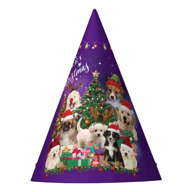 dogs Merry christmas Light Party Hat (Front)