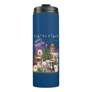 dogs Merry christmas Light Thermal Tumbler