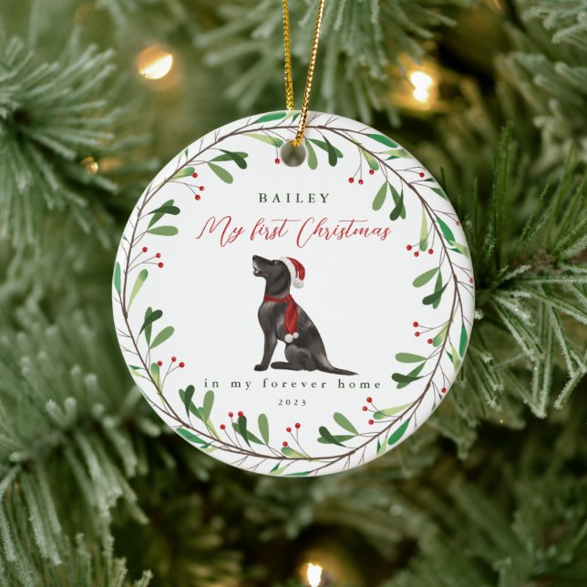 Dog's My First Christmas with Name Pointer Ceramic Tree Decoration (Tree)
