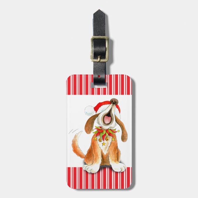 Dogs name address christmas luggage tag (Front Vertical)