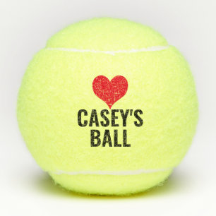 Dog's Name Custom Printed Personalised Heart Tennis Balls