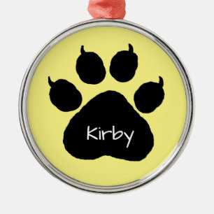 Dog's Name Personalised Paw Print Christmas Metal Tree Decoration
