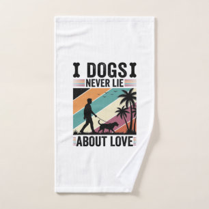 Dogs Never Lie About Love Vintage Walking Dog Desi Hand Towel