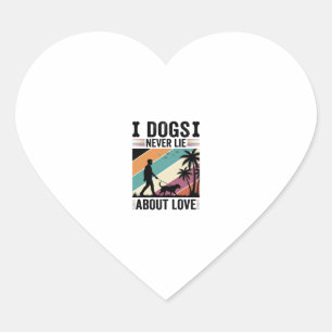 Dogs Never Lie About Love Vintage Walking Dog Desi Heart Sticker