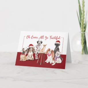 Dogs O Come All Ye Faithful Funny Christmas Holiday Card