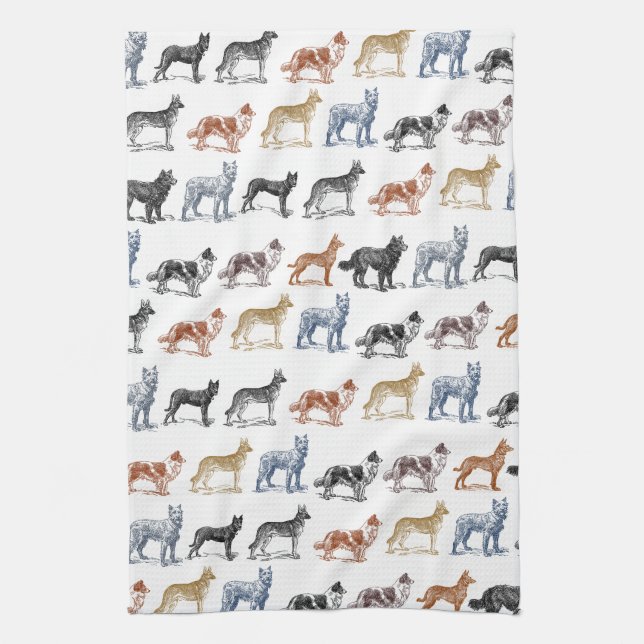 Dogs Of All Kinds Tea Towel (Vertical)