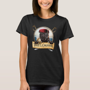 Dogs Of The Caribbean Cute Black Pug Pirate T-Shirt