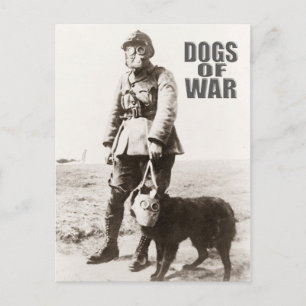 Dogs of War wearing gas mask Postcard