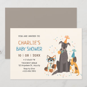 Dogs party baby shower invitation