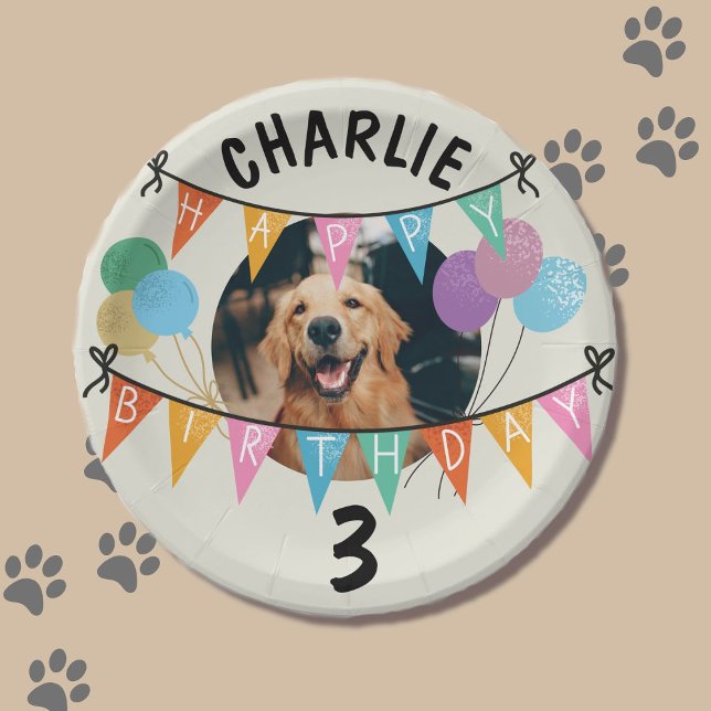 Dogs party birthday puppy decorations  paper plate (Dogs Plate)