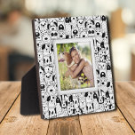 Dogs Pattern Frameless Photo Easel Back Plaque<br><div class="desc">Made to look dimensional, a border of black and white dogs creates a fun frame for your favourite photo on this tabletop plaque with a built-in easel. The image is put directly on the hardboard panel for a stunningly crisp image with an easy wipe clean surface. Great as a gift...</div>