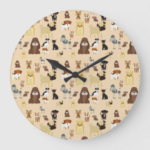 dogs pattern large clock