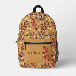 DOGS PATTERN PAW PRINTS AND DOG BONES PATTERN NAME PRINTED BACKPACK