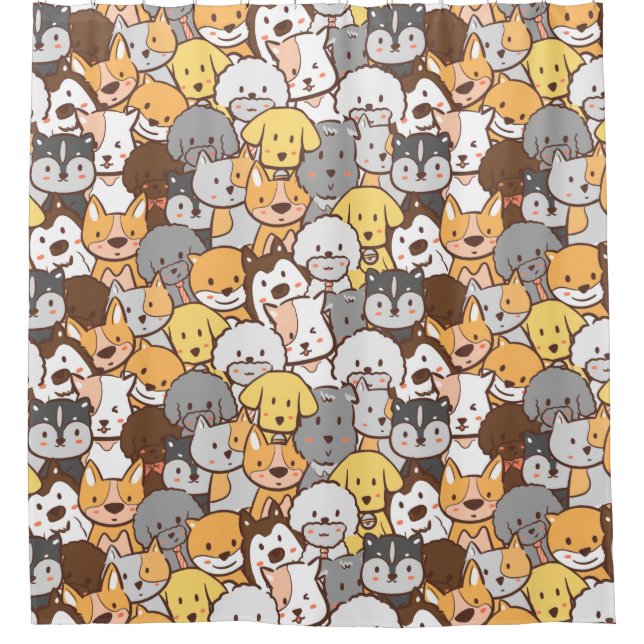 Dogs Pattern Shower Curtain (Front)