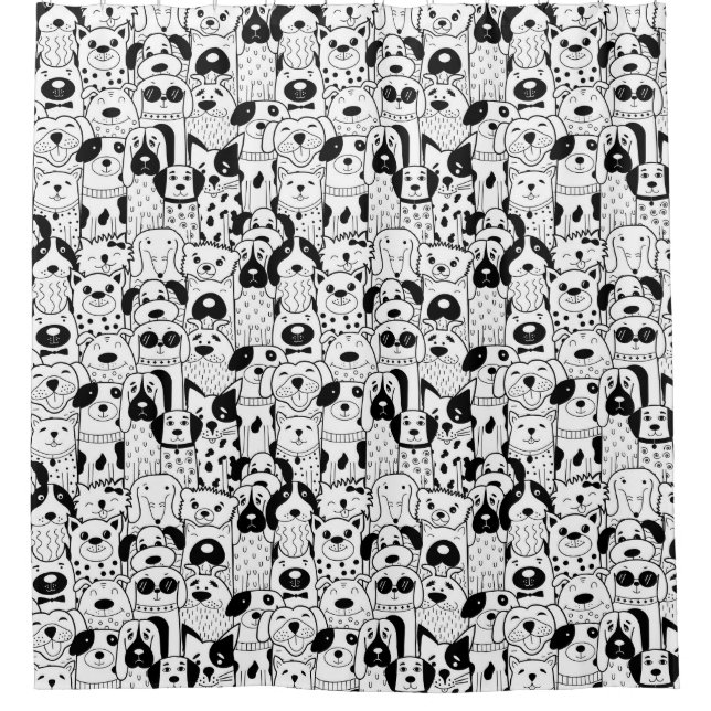 Dogs Pattern Shower Curtain (Front)