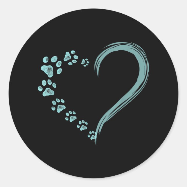 Dogs Paw Print Heart Dog Mum Classic Round Sticker (Front)